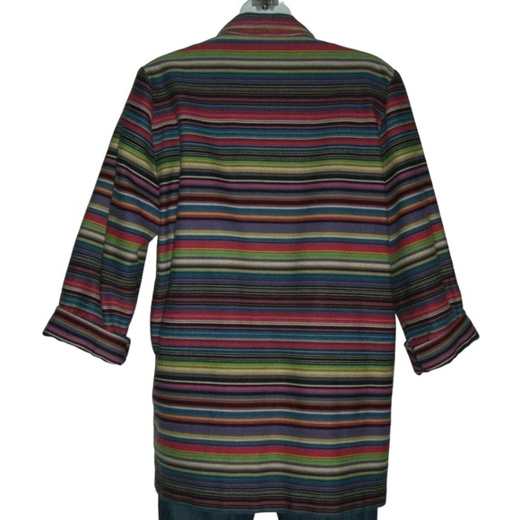Vintage 80s Rainbow Striped Oversized Blazer Bohemian Southwestern Boho Festival - Picture 6 of 11